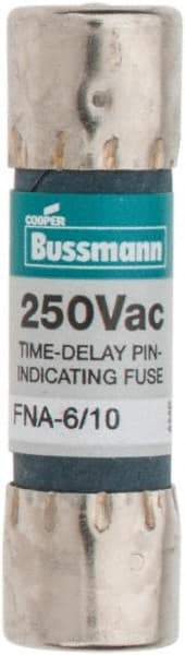 Cooper Bussmann - 250 VAC, 0.6 Amp, Time Delay Pin Indicator Fuse - Fuse Holder Mount, 1-1/2" OAL, 10 at 125 V kA Rating, 13/32" Diam - A1 Tooling