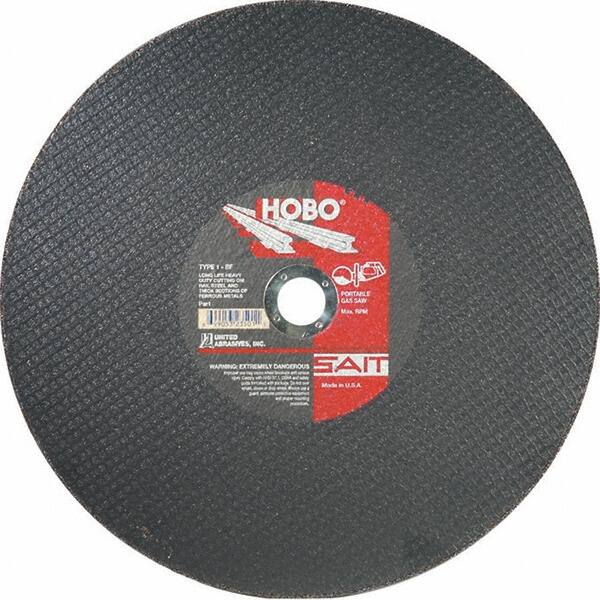 Sait - 16" Aluminum Oxide Cutoff Wheel - 1/8" Thick, 1" Arbor, 4,800 Max RPM, Use with Portable Tools - A1 Tooling