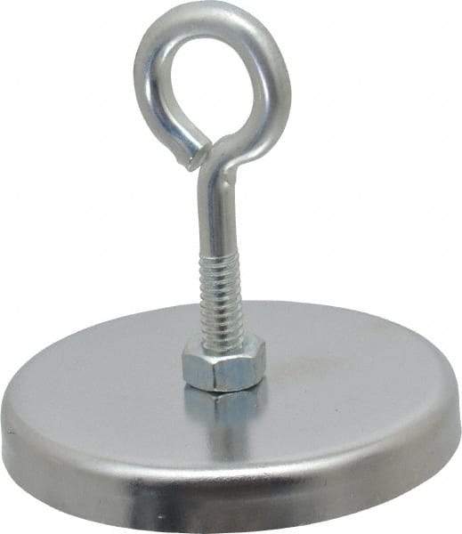 Mag-Mate - 41 Lb Max Pull Force, 3/8" Overall Height, 2.63" Diam, Ceramic Cup Magnet - Loop Style, Chrome Plated - A1 Tooling