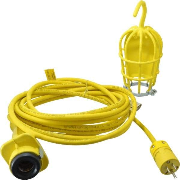 Woodhead Electrical - 240 Volt, 100 Watt, Electric, Incandescent Portable Handheld Work Light - 25' Cord, 1 Head, 1,000 Lumens, Zinc-Plated Steel, 101.6mm Wide x 374.65mm High - A1 Tooling