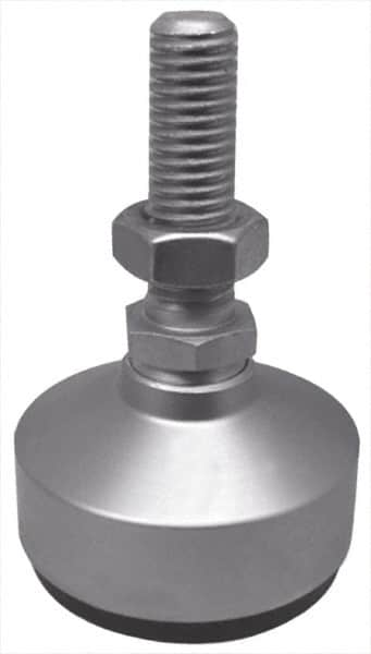 Gibraltar - 240 Lb Capacity, 1/2-13 Thread, 3-3/4" OAL, Stainless Steel Stud, Studded Socket Mount Leveling Mount - 2" Stud Length, 1-7/8" Base Diam, Stainless Steel Pad, 3/4" Hex - A1 Tooling