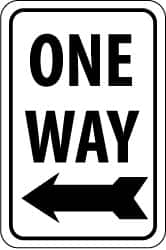 NMC - "One Way", "Left Arrow", 18" Wide x 24" High, Aluminum Parking Lot Traffic Signs - 0.08" Thick, Black on White, Engineer Grade Reflectivity, Rectangle, Post Mount - A1 Tooling