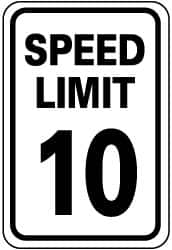 NMC - "Speed Limit 10", 18" Wide x 24" High, Aluminum Speed Limit Signs - 0.08" Thick, Black on White, Engineer Grade Reflectivity, Rectangle, Post Mount - A1 Tooling