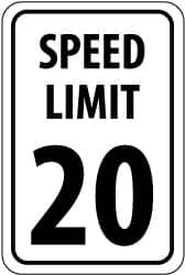 NMC - "Speed Limit 20", 18" Wide x 24" High, Aluminum Speed Limit Signs - 0.08" Thick, Black on White, Engineer Grade Reflectivity, Rectangle, Post Mount - A1 Tooling