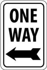 NMC - "One Way", "Left Arrow", 12" Wide x 18" High, Aluminum Parking Lot Traffic Signs - 0.08" Thick, Black on White, High Intensity Reflectivity, Rectangle, Post Mount - A1 Tooling