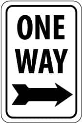 NMC - "One Way", "Right Arrow", 12" Wide x 18" High, Aluminum Parking Lot Traffic Signs - 0.08" Thick, Black on White, High Intensity Reflectivity, Rectangle, Post Mount - A1 Tooling