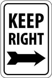 NMC - "Keep Right", "Right Arrow", 12" Wide x 18" High, Aluminum Parking Lot Traffic Signs - 0.08" Thick, Black on White, High Intensity Reflectivity, Rectangle, Post Mount - A1 Tooling