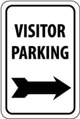 NMC - "Visitor Parking", "Right Arrow", 12" Wide x 18" High, Aluminum Parking Lot Traffic Signs - 0.063" Thick, Black on White, Rectangle, Post Mount - A1 Tooling