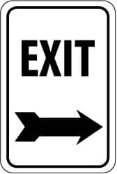 NMC - "Exit", "Right Arrow", 12" Wide x 18" High, Aluminum Parking Lot Traffic Signs - 0.08" Thick, Black on White, High Intensity Reflectivity, Rectangle, Post Mount - A1 Tooling