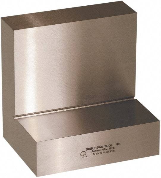 Suburban Tool - 4" Wide x 4" Deep x 3" High Steel Precision-Ground Angle Plate - Standard Plate, Flat Surface, Open End, 1-1/8" Thick, Single Plate - A1 Tooling