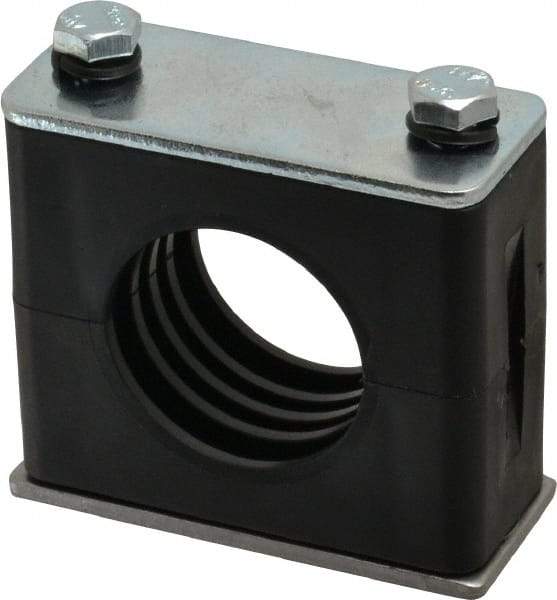 HYDAC - 2.83" Wide x 2.52" High x 1.18" Deep, Polypropylene Standard Duty Vibration-Control Clamp - Carbon Steel Plate, Mount with Weld Plate, Top Plate, Plastic Clamp Pair, Bolts - A1 Tooling