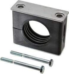 HYDAC - 3.46" Wide x 2.83" High x 1.18" Deep, Polypropylene Standard Duty Vibration-Control Clamp - Carbon Steel Plate, For 1-1/2" Pipe, Mount with Weld Plate, Top Plate, Plastic Clamp Pair, Bolts - A1 Tooling