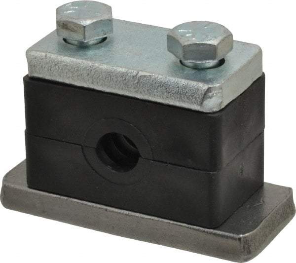 HYDAC - 2.87" Wide x 1.89" High x 1.18" Deep, Polypropylene Heavy Duty Vibration-Control Clamp - Carbon Steel Plate, Mount with Weld Plate, Top Plate, Plastic Clamp Pair, Bolts - A1 Tooling