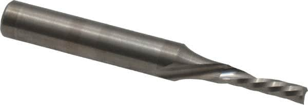 Onsrud - 1/8" Cutting Diam x 1/2" Length of Cut, 1 Flute, Downcut Spiral Router Bit - Uncoated, Right Hand Cut, Solid Carbide, 2" OAL x 1/4" Shank Diam, Single Edge, 21° Helix Angle - A1 Tooling