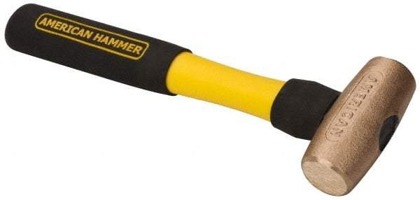 American Hammer - 2 Lb Head Nonsparking Mallet - 12" OAL, 11" Long Fiberglass Handle - A1 Tooling