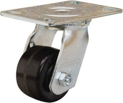 Hamilton - 3-1/4" Diam x 2" Wide x 5-1/4" OAH Top Plate Mount Swivel Caster - Phenolic, 700 Lb Capacity, Straight Roller Bearing, 4-1/2 x 6-1/4" Plate - A1 Tooling