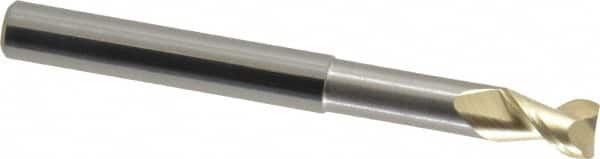 Accupro - 1/4", 3/8" LOC, 1/4" Shank Diam, 2-1/2" OAL, 2 Flute, Solid Carbide Square End Mill - Single End, ZrN Finish, Spiral Flute, 45° Helix, Centercutting, Right Hand Cut, Right Hand Flute - A1 Tooling