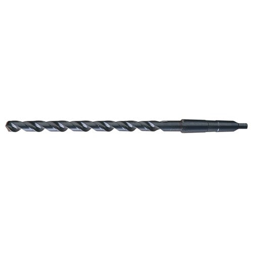 31/64 RHS / RHC HSS 118 Degree Notched Point Extra Length Taper Shank Drill - Steam Oxide - Exact Industrial Supply