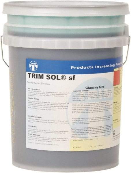 Master Fluid Solutions - Trim SOL sf, 5 Gal Pail Cutting & Grinding Fluid - Water Soluble, For Cutting, Grinding - A1 Tooling