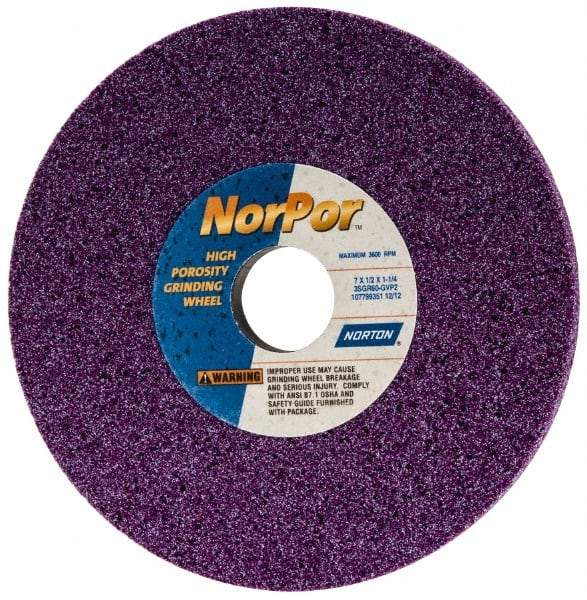 Norton - 7" Diam x 1-1/4" Hole x 1/2" Thick, G Hardness, 60 Grit Surface Grinding Wheel - Ceramic, Type 1, Medium Grade, 3,600 Max RPM, Vitrified Bond, No Recess - A1 Tooling