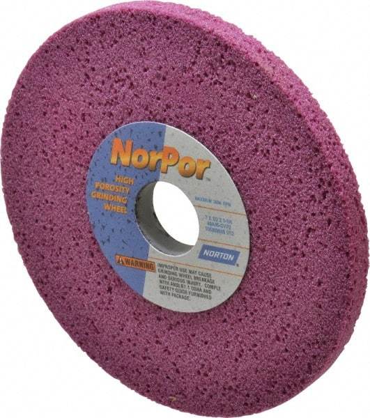 Norton - 7" Diam x 1-1/4" Hole x 1/2" Thick, G Hardness, 46 Grit Surface Grinding Wheel - Aluminum Oxide, Type 1, Coarse Grade, 3,600 Max RPM, Vitrified Bond, No Recess - A1 Tooling