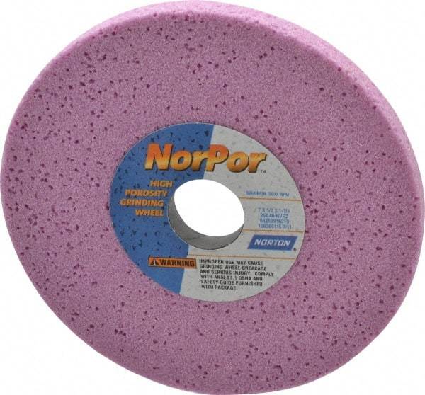 Norton - 7" Diam x 1-1/4" Hole x 1/2" Thick, H Hardness, 46 Grit Surface Grinding Wheel - Aluminum Oxide, Type 1, Coarse Grade, 3,600 Max RPM, Vitrified Bond, No Recess - A1 Tooling