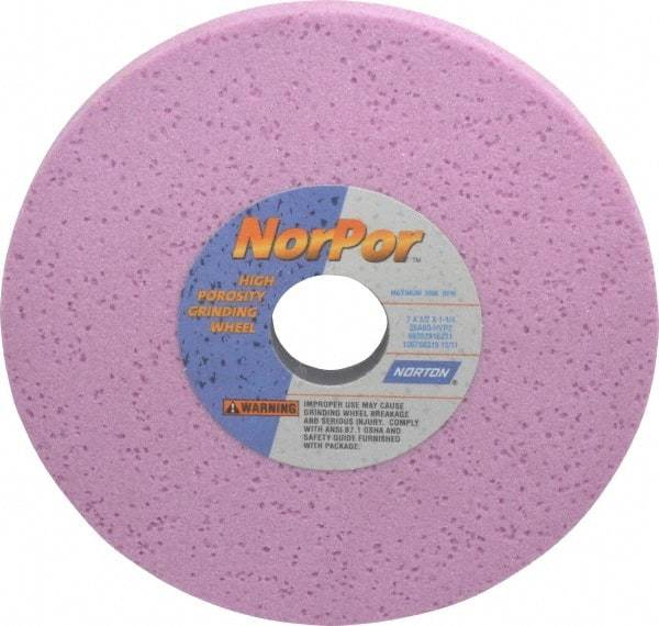 Norton - 7" Diam x 1-1/4" Hole x 1/2" Thick, H Hardness, 60 Grit Surface Grinding Wheel - Aluminum Oxide, Type 1, Medium Grade, 3,600 Max RPM, Vitrified Bond, No Recess - A1 Tooling