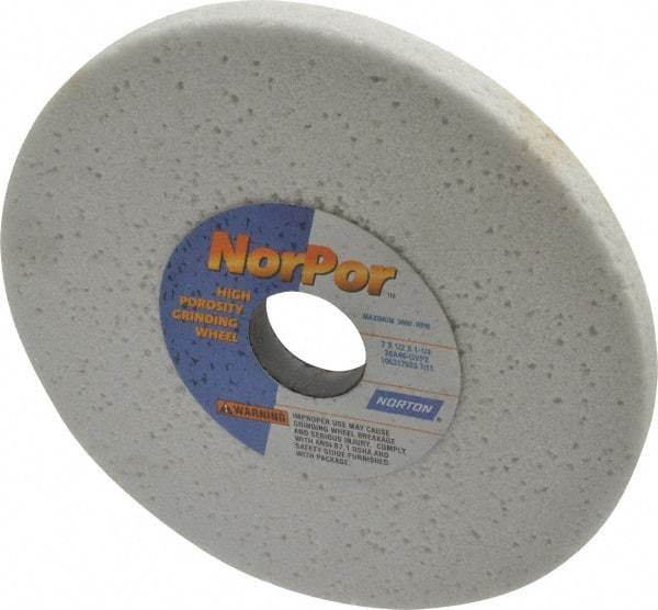 Norton - 7" Diam x 1-1/4" Hole x 1/2" Thick, G Hardness, 46 Grit Surface Grinding Wheel - Aluminum Oxide, Type 1, Coarse Grade, 3,600 Max RPM, Vitrified Bond, No Recess - A1 Tooling