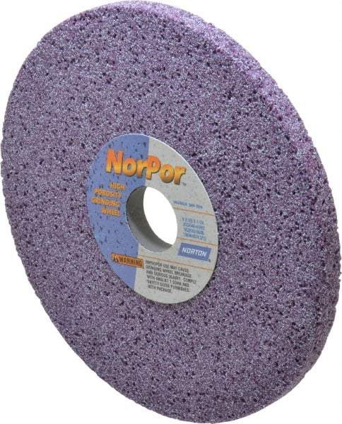 Norton - 8" Diam x 1-1/4" Hole x 1/2" Thick, H Hardness, 46 Grit Surface Grinding Wheel - Ceramic, Type 1, Coarse Grade, 3,600 Max RPM, Vitrified Bond, No Recess - A1 Tooling