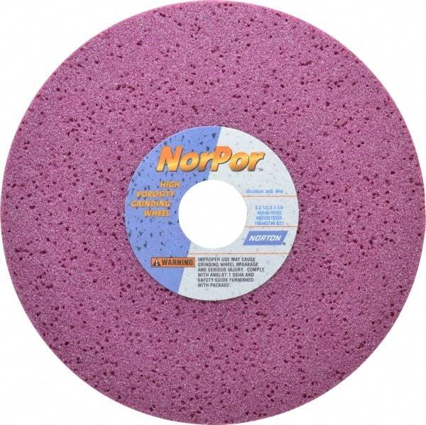 Norton - 8" Diam x 1-1/4" Hole x 1/2" Thick, H Hardness, 46 Grit Surface Grinding Wheel - Aluminum Oxide, Type 1, Coarse Grade, 3,600 Max RPM, Vitrified Bond, No Recess - A1 Tooling