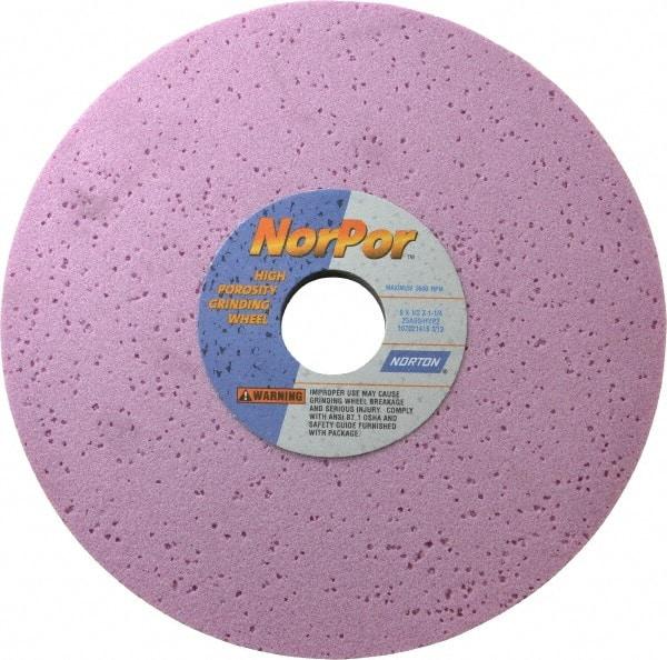 Norton - 8" Diam x 1-1/4" Hole x 1/2" Thick, H Hardness, 60 Grit Surface Grinding Wheel - Aluminum Oxide, Type 1, Medium Grade, 3,600 Max RPM, Vitrified Bond, No Recess - A1 Tooling