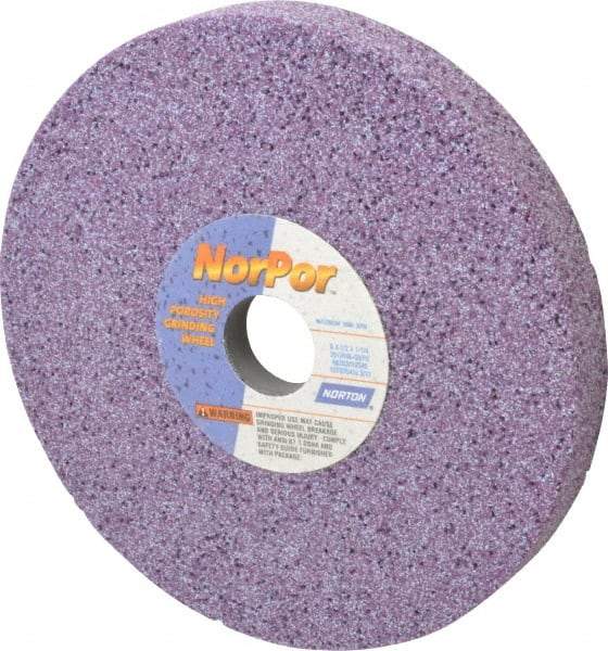 Norton - 8" Diam x 1-1/4" Hole x 1" Thick, G Hardness, 46 Grit Surface Grinding Wheel - Ceramic, Type 5, Coarse Grade, 3,600 Max RPM, Vitrified Bond, One-Side Recess - A1 Tooling