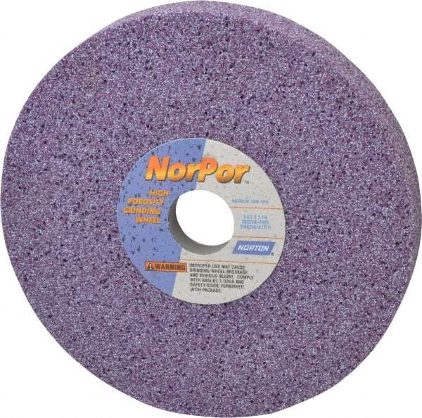 Norton - 8" Diam x 1-1/4" Hole x 1" Thick, H Hardness, 46 Grit Surface Grinding Wheel - Ceramic, Type 5, Coarse Grade, 3,600 Max RPM, Vitrified Bond, One-Side Recess - A1 Tooling