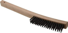 Weiler - 4 Rows x 18 Columns Steel Scratch Brush - 6" Brush Length, 14" OAL, 1-3/16" Trim Length, Wood Curved Handle - A1 Tooling