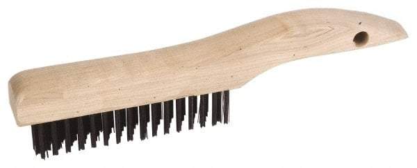 Weiler - 2 Rows x 17 Columns Steel Scratch Brush - 5" Brush Length, 10" OAL, 1-3/16" Trim Length, Wood Shoe Handle - A1 Tooling