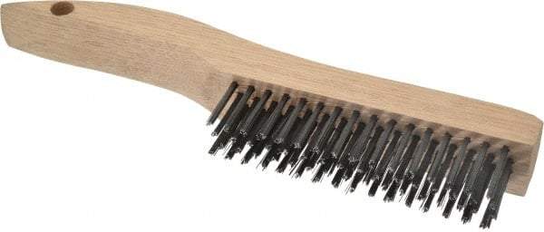 Weiler - 4 Rows x 16 Columns Steel Scratch Brush - 5" Brush Length, 10" OAL, 1-3/16" Trim Length, Wood Shoe Handle - A1 Tooling