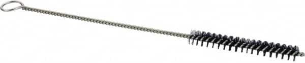 Weiler - 2" Long x 1/4" Diam Nylon Tube Brush - Single Spiral, 6-1/4" OAL, 0.005" Filament Diam, 3/32" Shank Diam - A1 Tooling