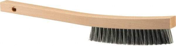 Weiler - 3 Rows x 19 Columns Steel Plater Brush - 5-1/2" Brush Length, 13" OAL, 1" Trim Length, Wood Curved Handle - A1 Tooling