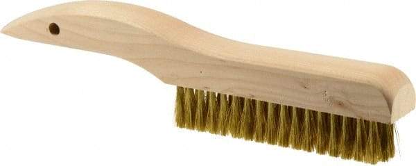 Weiler - 4 Rows x 18 Columns Brass Plater Brush - 5" Brush Length, 10" OAL, 1" Trim Length, Wood Shoe Handle - A1 Tooling