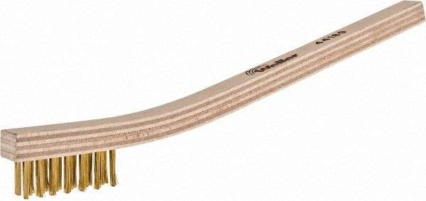 Weiler - 3 Rows x 7 Columns Brass Scratch Brush - 7-1/2" OAL, 1/2" Trim Length, Wood Toothbrush Handle - A1 Tooling