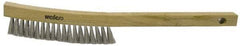 Weiler - 4 Rows x 19 Columns Stainless Steel Plater Brush - 5-1/2" Brush Length, 13" OAL, 1" Trim Length, Wood Curved Handle - A1 Tooling