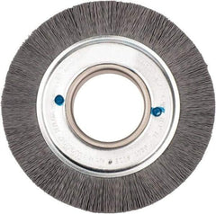 Weiler - 6" OD, 2" Arbor Hole, Crimped Nylon Wheel Brush - 1" Face Width, 1-1/4" Trim Length, 0.018" Filament Diam, 3,600 RPM - A1 Tooling