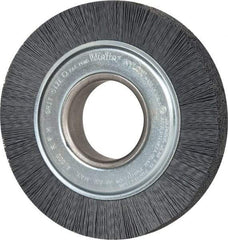 Weiler - 6" OD, 2" Arbor Hole, Crimped Nylon Wheel Brush - 1" Face Width, 1-1/4" Trim Length, 0.022" Filament Diam, 3,600 RPM - A1 Tooling