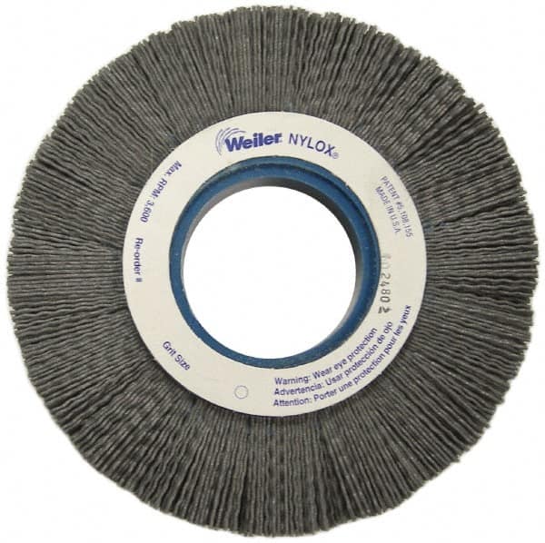 Weiler - 6" OD, 2" Arbor Hole, Crimped Nylon Wheel Brush - 1" Face Width, 1-1/4" Trim Length, 0.06" Filament Diam, 3,600 RPM - A1 Tooling