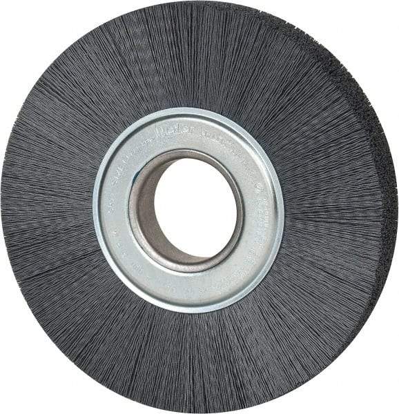 Weiler - 8" OD, 2" Arbor Hole, Crimped Nylon Wheel Brush - 1" Face Width, 2-1/4" Trim Length, 0.022" Filament Diam, 3,600 RPM - A1 Tooling