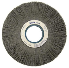 Weiler - 8" OD, 2" Arbor Hole, Crimped Nylon Wheel Brush - 1" Face Width, 2-1/4" Trim Length, 0.022" Filament Diam, 3,600 RPM - A1 Tooling