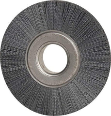 Weiler - 8" OD, 2" Arbor Hole, Crimped Nylon Wheel Brush - 1" Face Width, 2-1/4" Trim Length, 0.035" Filament Diam, 3,600 RPM - A1 Tooling