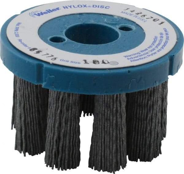 Weiler - 3" 180 Grit Silicon Carbide Crimped Disc Brush - Very Fine Grade, Plain Hole Connector, 1-1/2" Trim Length, 7/8" Arbor Hole - A1 Tooling