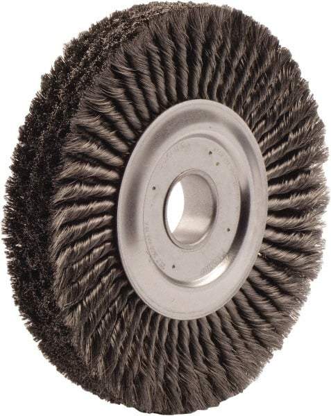 Weiler - 15" OD, 2" Arbor Hole, Knotted Steel Wheel Brush - 3/4" Face Width, 2" Trim Length, 0.016" Filament Diam, 5,000 RPM - A1 Tooling