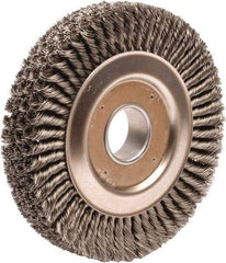 Weiler - 10" OD, 2" Arbor Hole, Knotted Steel Wheel Brush - 1-3/4" Face Width, 1-3/4" Trim Length, 0.023" Filament Diam, 4,500 RPM - A1 Tooling